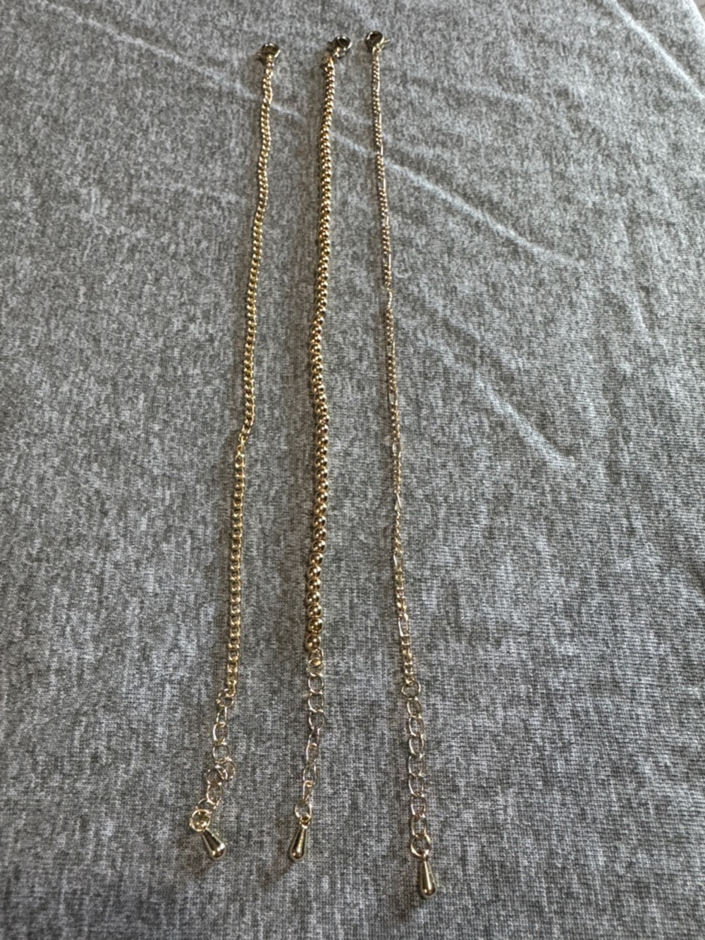 Source Unknown Gold-Tone Adjustable Chain Necklace Trio